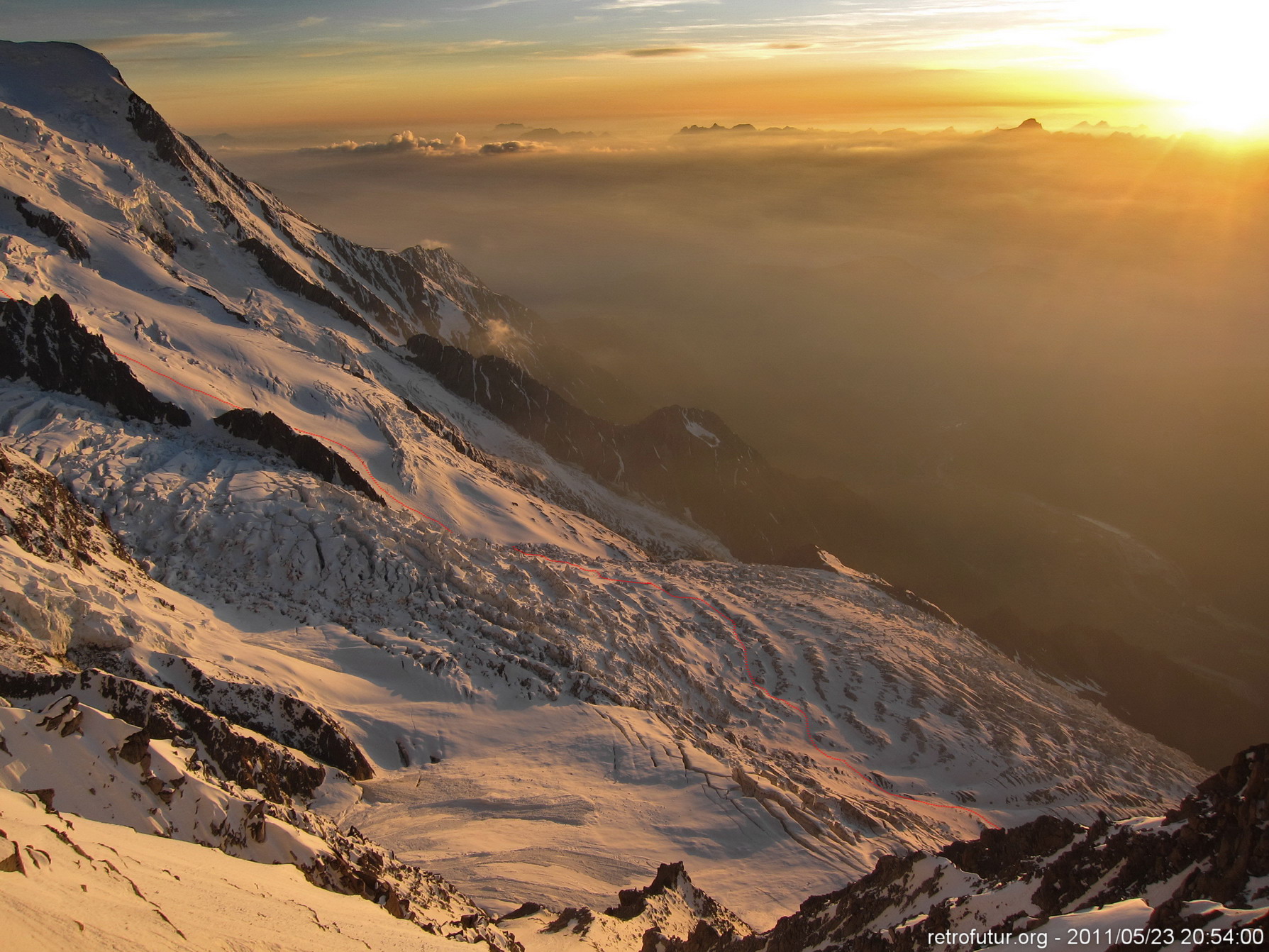 Tag 2: Aklimatisierung : 20:54 Nochmal der Bosses Gletscher im gedämpften Abendlicht