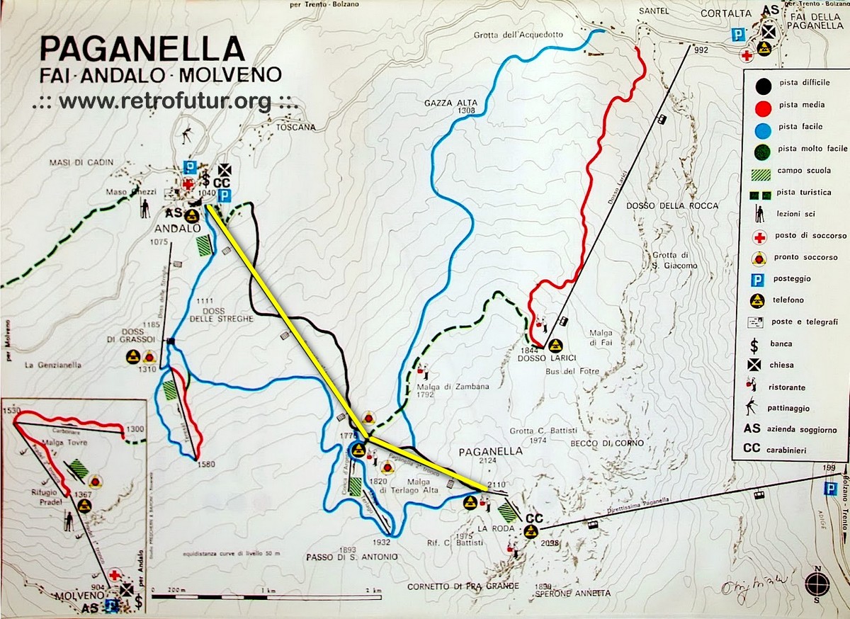 Andalo (TN) / Cestovia Malga Terla e Cestovia Paganella : Cartina del 1967