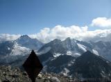 Von links gegen Horizont: Monte Disgrazia (3678m), Cima Rosso (3366m), Monte Sissione (3330m) (35.36 KByte) Tag 002: Fornohütte und -monte : Von links gegen Horizont: Monte Disgrazia (3678m), Cima Rosso (3366m), Monte Sissione (3330m)