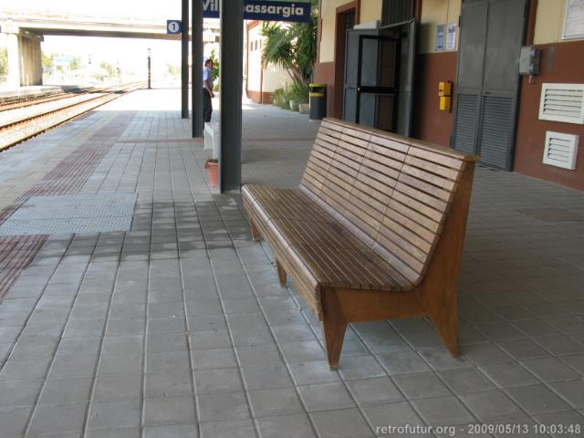 Train to Iglesias: Start of 4 day hike : Waiting bench. Great crafts-men work, they were present in all italian stations once!