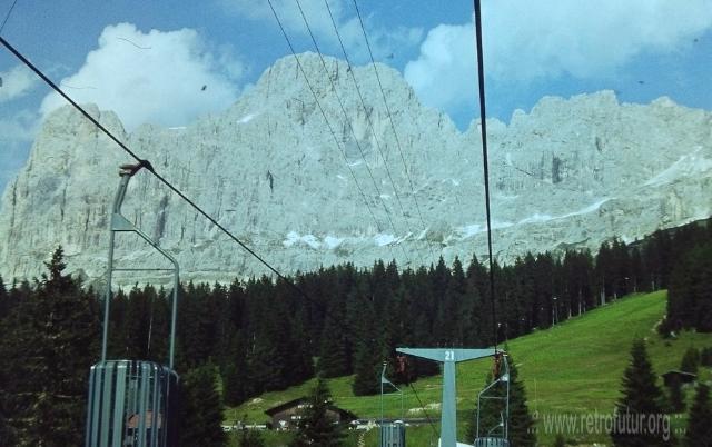 Tiers (BZ) /  Korblift Laurin I+II, Passo Nigra : 1980 - Rare Aufnahme - Anlage noch als Korblift betrieben, Nähe Bergstation
