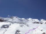 Trafojer Eiswand 3556m - Skitour : Rückblick. Welch eine flowige Abfahrt, schön lang und gut dekoriert