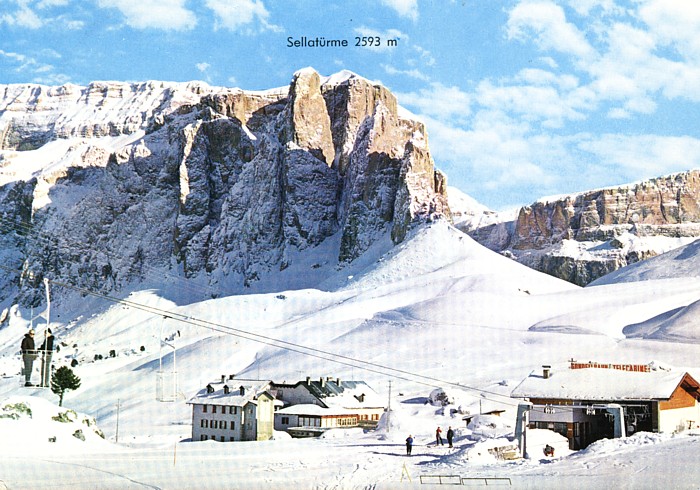 Sella Pass (BZ) / Gondellift Cestovia Langkofelscharte : Winterbetrieb mit offenen Körben