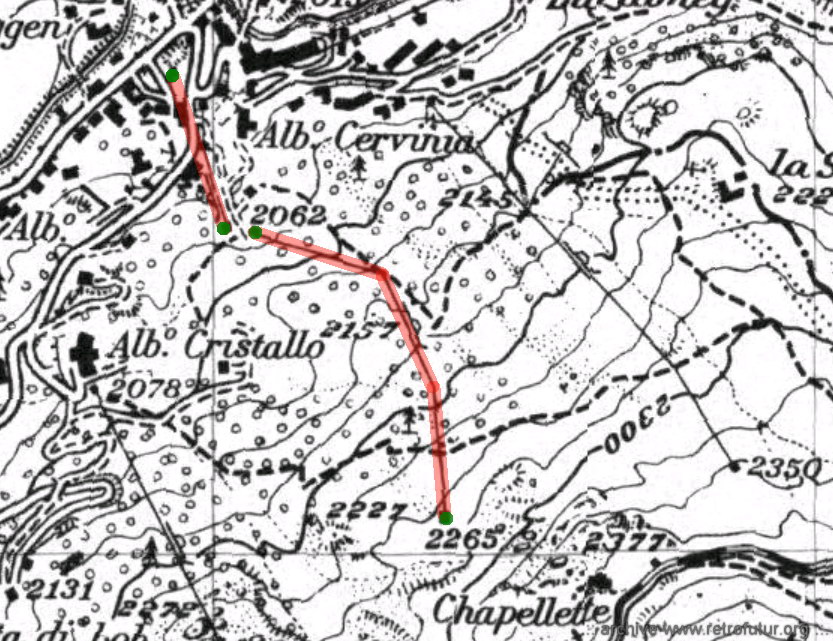 Lo skilift Chapellette : Cartina Valle Aosta IGM 25000