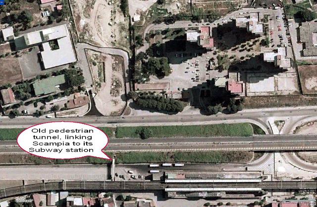 Alte Situation: Fussgängerzugang zur Metrostation (80.42 KByte) La Superstrada di Scampia : Alte Situation: Fussgängerzugang zur Metrostation