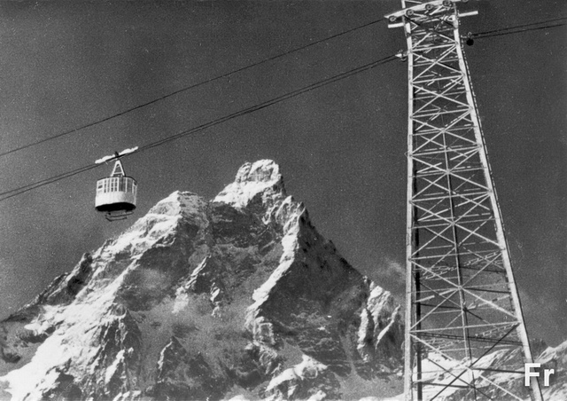 Funivie Plan Maison - Plateau Rosa : Cartolina timbrata 1955