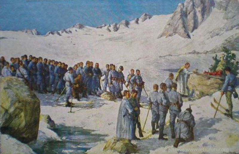 Sci estivo sul Ghiacciao Presena : 1915