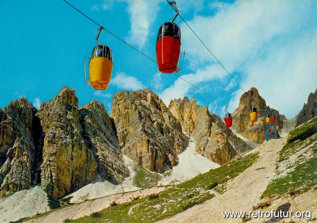 Secondo tratto: Forcella Staunies - Foto storiche : Zweite Generation mit geschlossenen Kabinen, Leitner, Aufnahme ca. 1978
