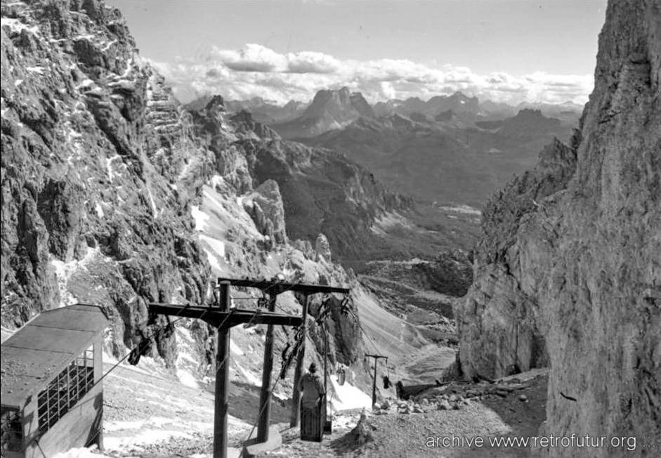 Secondo tratto: Forcella Staunies - Foto storiche : Stazione a monte Forcella Staunies m.2900