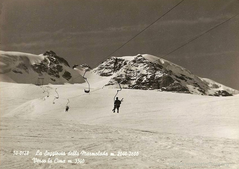 Penia (TN)  / Cestovia  Fedaia - Pian Fiacconi : La seggiovia della Marmolada m.2040 - 2600 / Verso la Cima m.3340