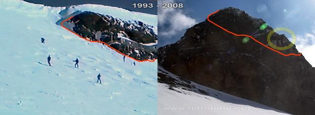 Il tunnel pedonale sotto la cresta del Furggen (23.19 KByte) Die Bergstation der Furggenbahn auf 3492m und der Skitunnel : Il tunnel pedonale sotto la cresta del Furggen