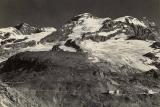 Rifugio Guglielmina (1878 - 2011) - Alagna : Ancient post card: Scenery around the Rifugio Guglielmina.  Notice the now disappeared glacier Bors