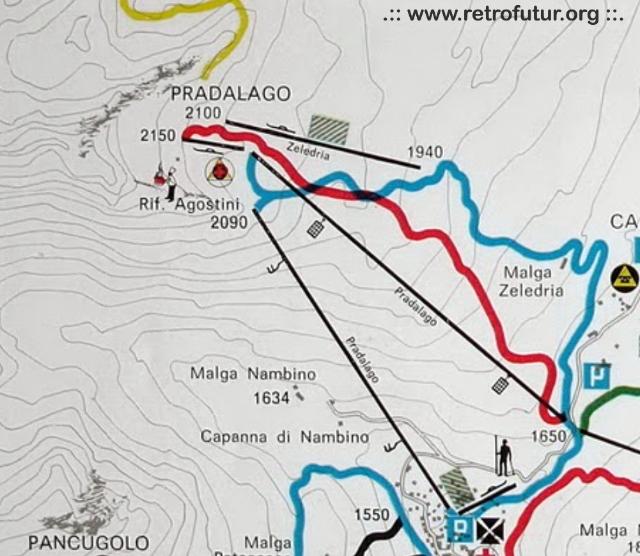 Madonna di Campiglio (TN) / Cestovia Pradalago : Cartina del 1967 indicante la cestovia