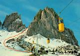 Sella Pass (BZ) / Gondellift Cestovia Langkofelscharte : Postkarte gelaufen 1974: Prominent die steile Skiabfahrt