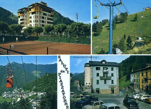 Saluti da Piazzatorre - I due tronchi di seggiovia furono sostituiti dalla cestovia e da una nuova seggiovia, quest'ultima su tracciato leggermente spostato (79.96 KByte) Piazzatorre (BG) / Cestovia Telecabina Monte Zuccone / Torcola : Saluti da Piazzatorre - I due tronchi di seggiovia furono sostituiti dalla cestovia e da una nuova seggiovia, quest'ultima su tracciato leggermente spostato