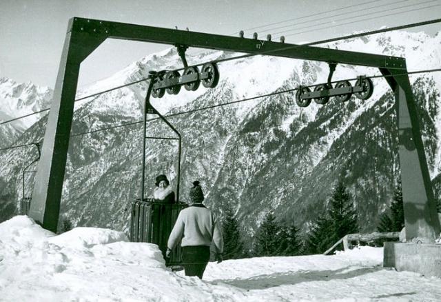 Pinzolo (TN) / Pinzolo - Prà Rotond : Febbraio 1970: Pronti per lo sbaro. Arrivo alla stazope Prà Rotond