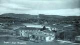 Ispra Euratom : Stazione ferroviaria FS di Ispra, cappanoni delle officine meccaniche, la torre meteorologica,  ante-Euratom fine anni 1950