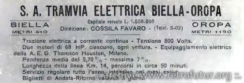 La tramvia Biella - Oropa : Inserto pubblicitario