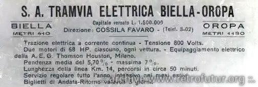 La tramvia Biella - Oropa : Inserto pubblicitario