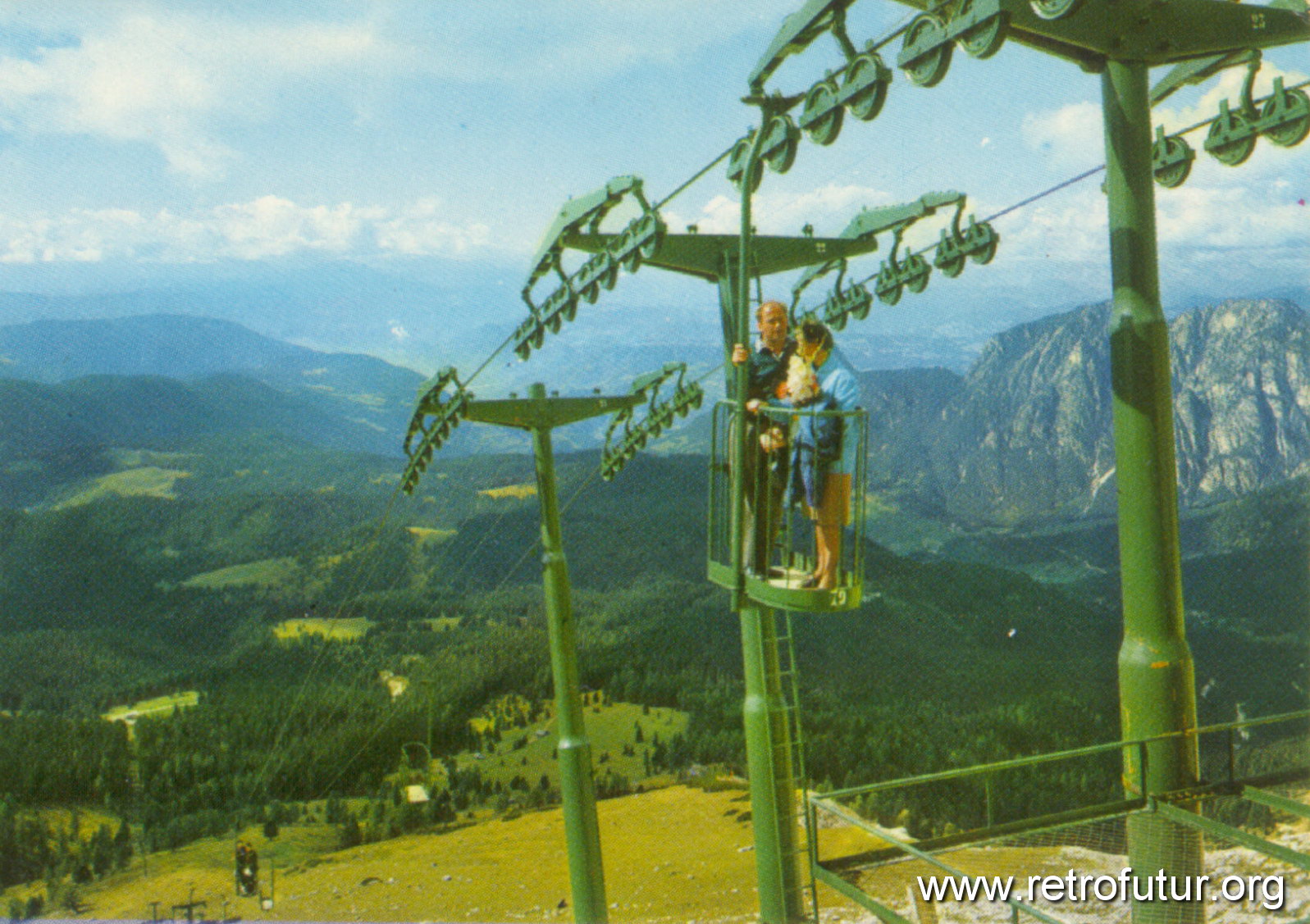 Tiers (BZ) /  Korblift Laurin I+II, Passo Nigra : Korblift Laurin in Welschnofen. Postkarte datiert 1975