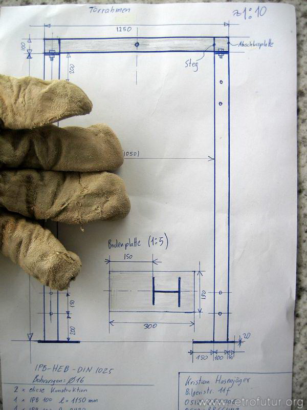 Durchbruch Zimmer 1 : Plan. Wofür hat man denn Drehen/Fräsen/Schweissen gelernt und ganze 5 Wochen Maschbau studiert?